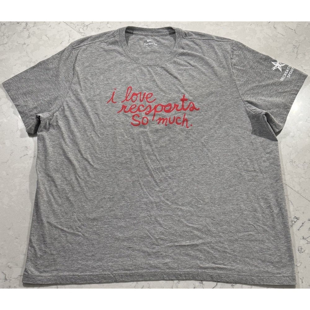 Nike T-Shirt Mens 3XL Gray I‎ Love Recsports So Much Graphic Swoosh Logo Tee
